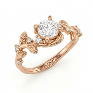 Yellowwood Leaf Collection engagement ring handcrafted in 9ct yellow gold with a 0.50ct lab-grown diamond by Rowland Cain Jewellers South Africa