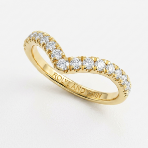 Wishbone wedding band with 0.42ct lab-grown diamonds in a micro setting handcrafted in 9ct yellow gold by Rowland Cain Jewellers Johannesburg.